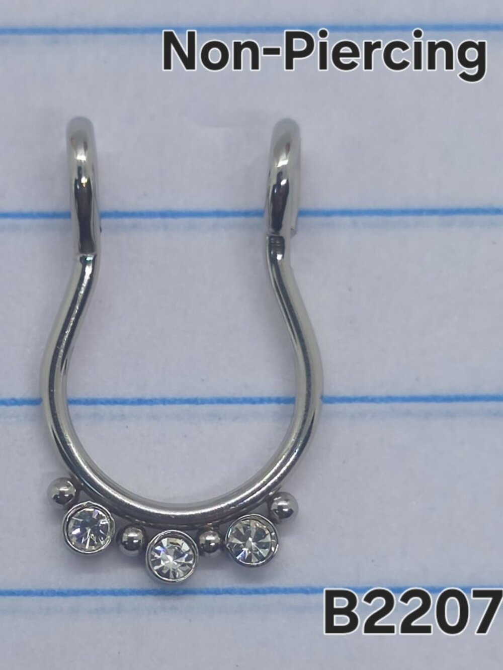 Non-Piercing Silver 3 CZ Septum Ring B2207
